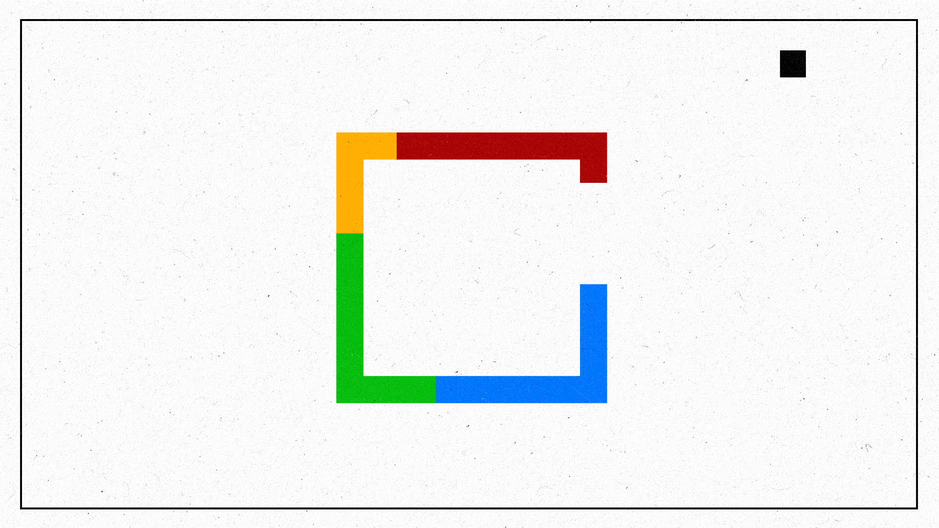 A ball bounces around the screen and around a rainbow-colored G like the snake video game.