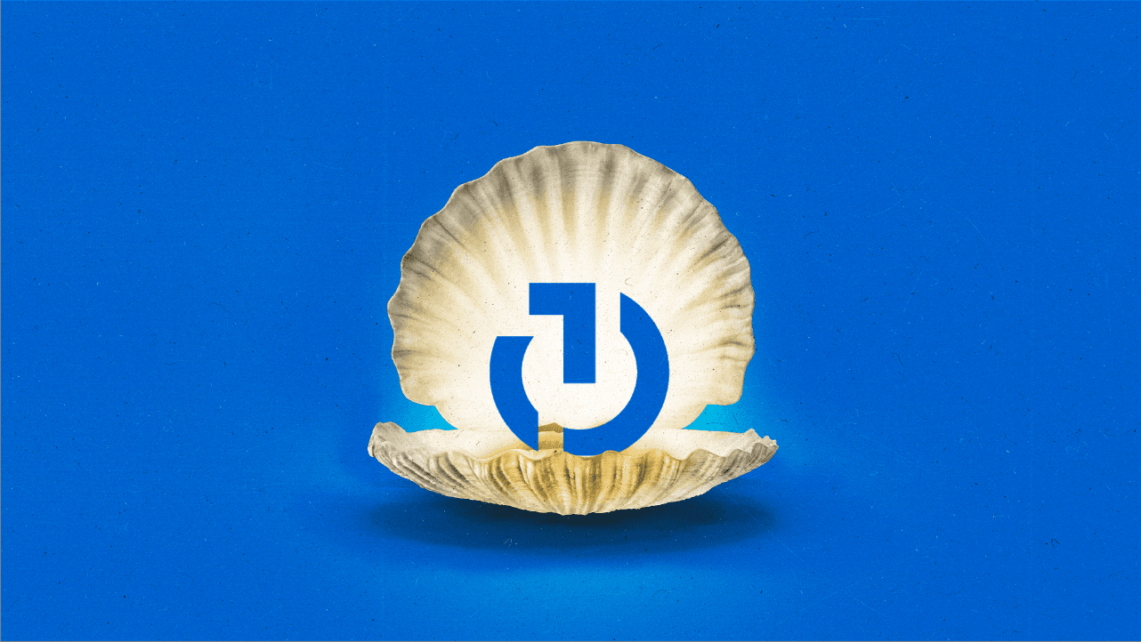 A Trade Desk logo sits within a glowing pearl shell.