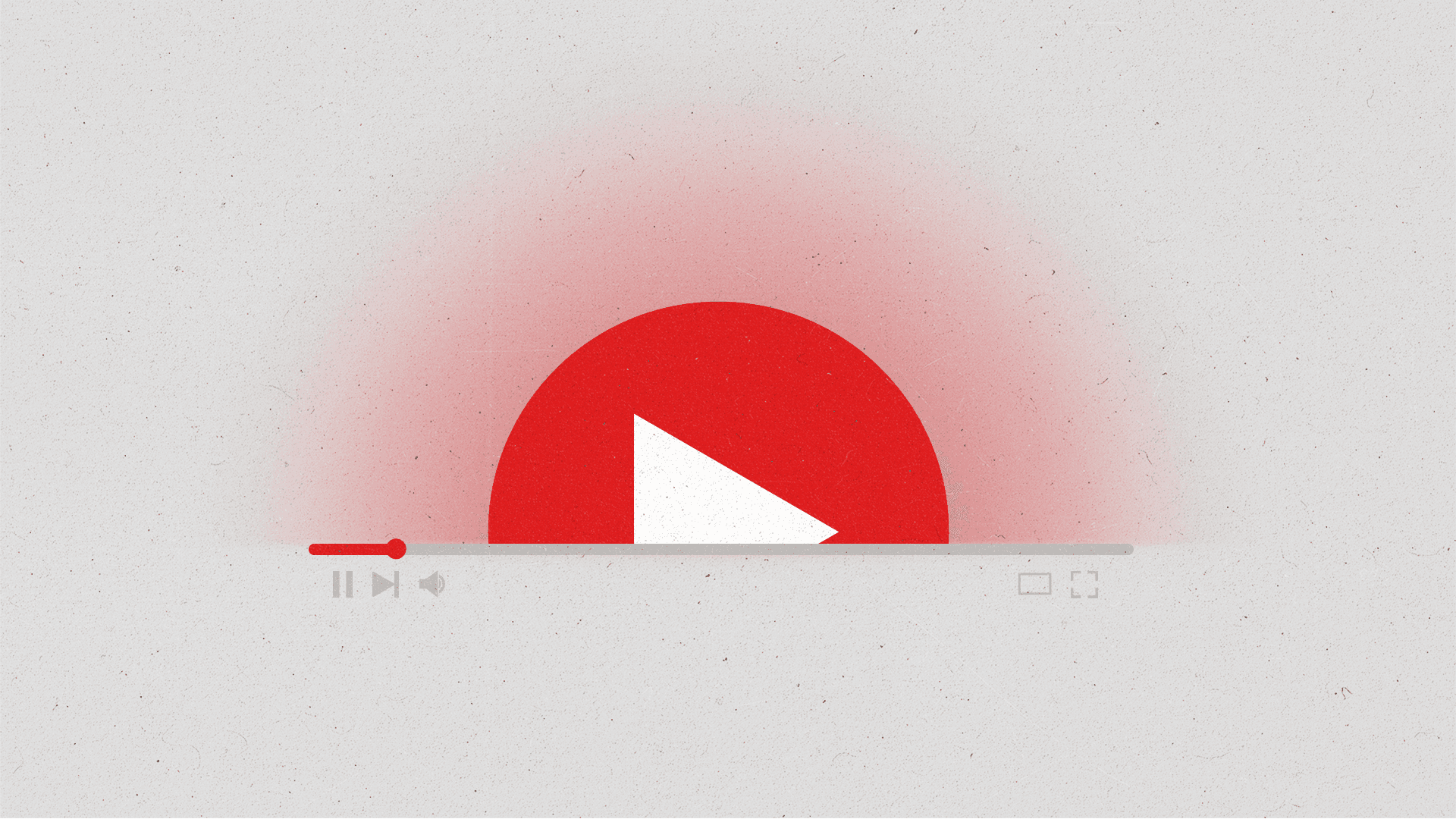 Video player with a play sign emerging from the horizon like a sunset.