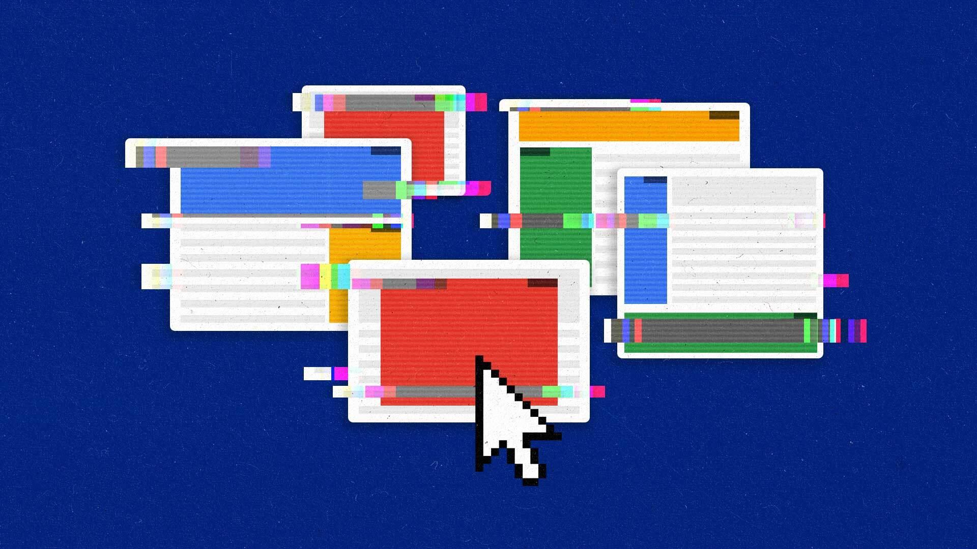 A group of google ads that are distorted and pixelated.