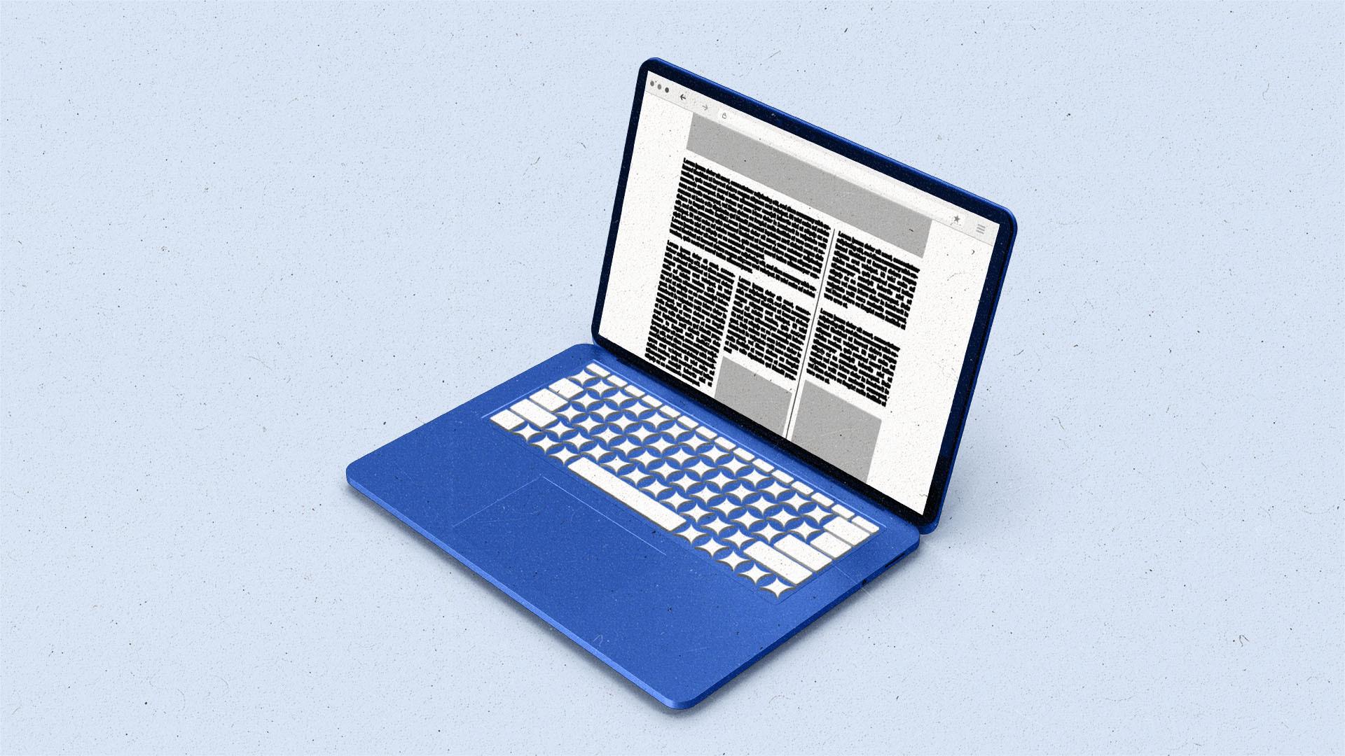 Laptop with AI star shaped keys browsing a news webpage.