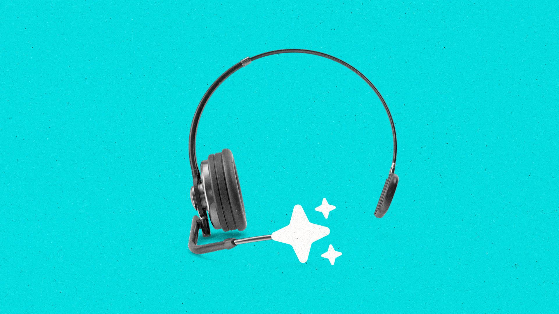 An agent headset with the mic in the shape of AI stars.