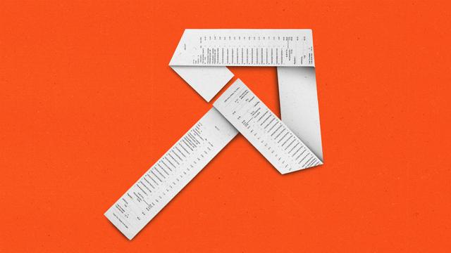 A paper receipt folded into an upward pointing arrow.