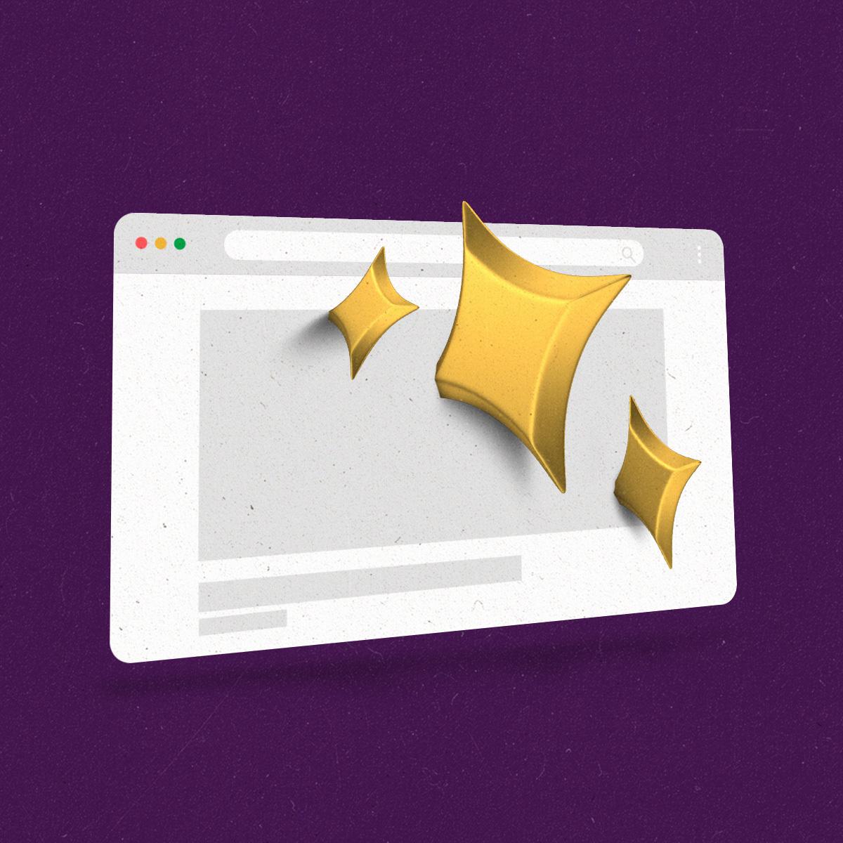 AI sparkles lodged in a news-story browser window like darts.