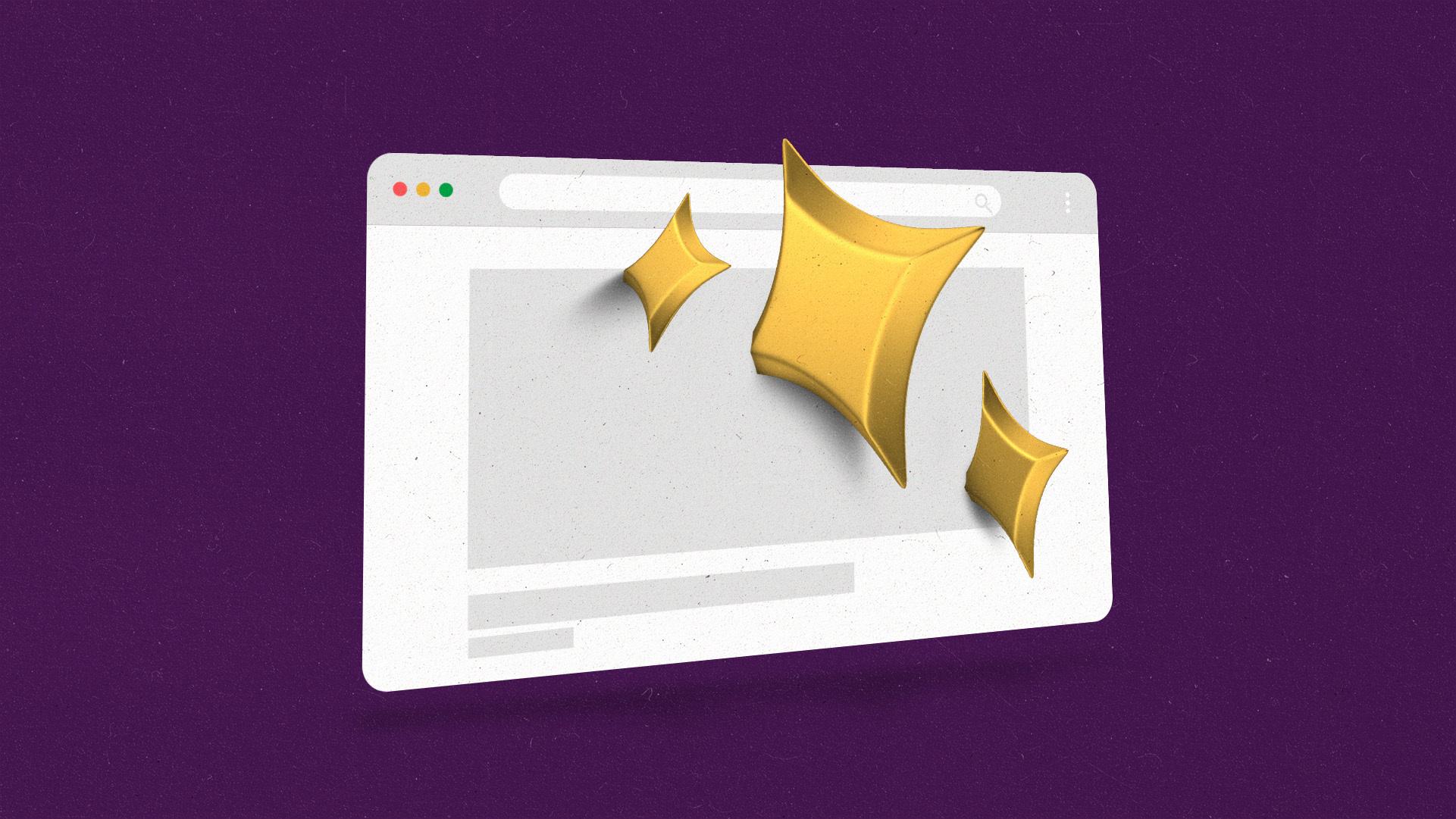 AI sparkles lodged in a news-story browser window like darts.