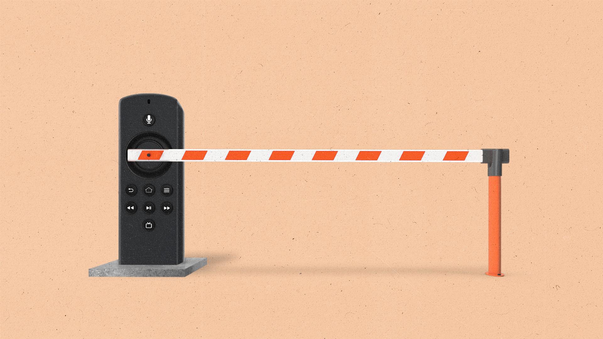 parking barrier made to look like a TV remote.