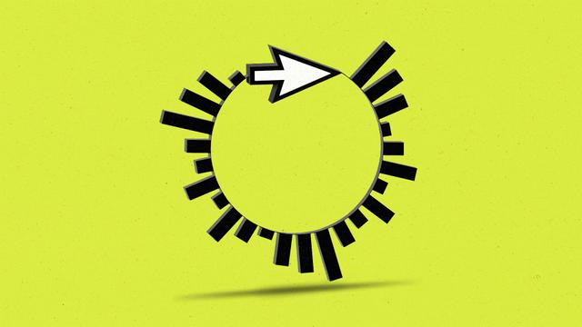 Cursor with a bar chart tail eating its own tail like an orouboros.